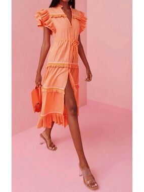 Celia B orange Moonlit midi dress brand new with tags size Xs